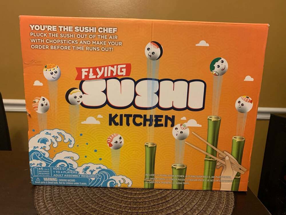 Flying Sushi Kitchen Game Catch The Sushi w/ Chopsticks 1 to 4 Players Redwood